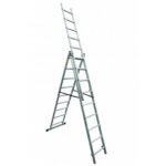 Scara aluminiu, 3 tronsoane, 9 trepte, max 150 kg, 4.81 m, Drabest