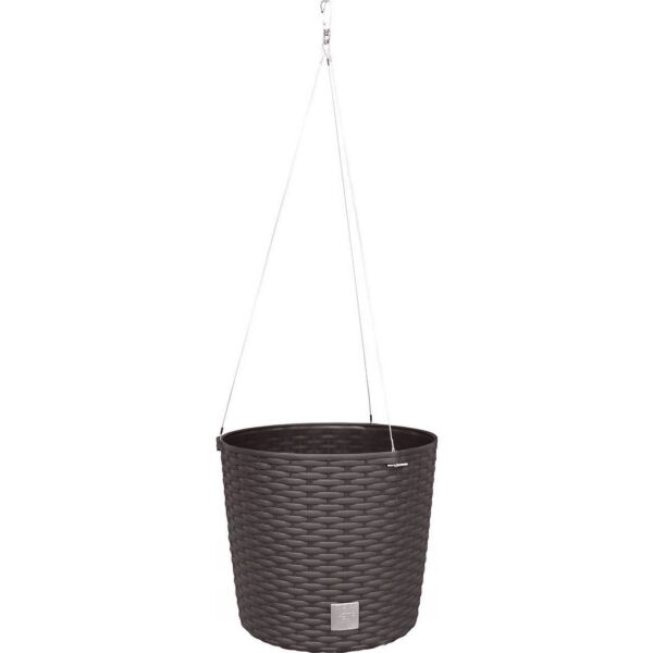 Ghiveci decorativ cu lant, rotund, maro, 25.6x21.9 cm, Rato Round WS - imagine 1