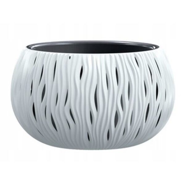 Ghiveci decorativ de flori, rotund, alb, 29x19.5 cm, Sandy Bowl - imagine 1