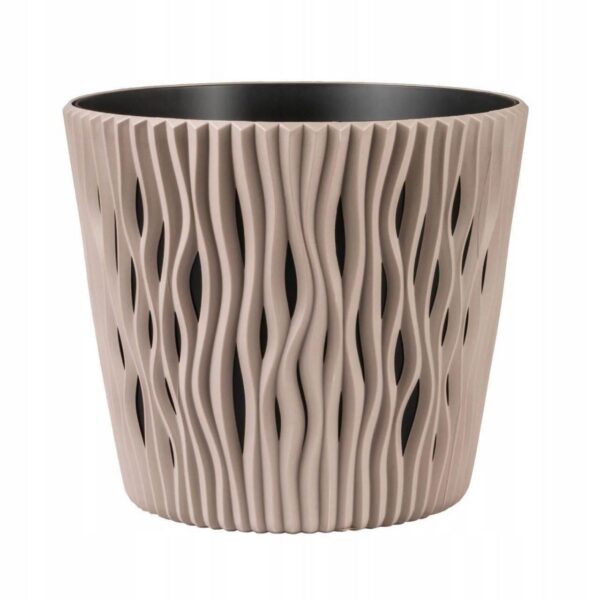 Ghiveci decorativ de flori, rotund, cafeniu, 7.9 L, 26.2x22.2 cm, Sandy Round - imagine 1