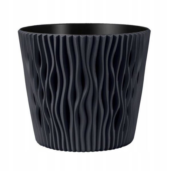 Ghiveci decorativ de flori, rotund, antracit, 7.9 L, 26.2x22.2 cm, Sandy Round - imagine 1