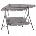Balansoar gradina, 3 locuri, gri deschis, 170x110x150 cm, Luna
