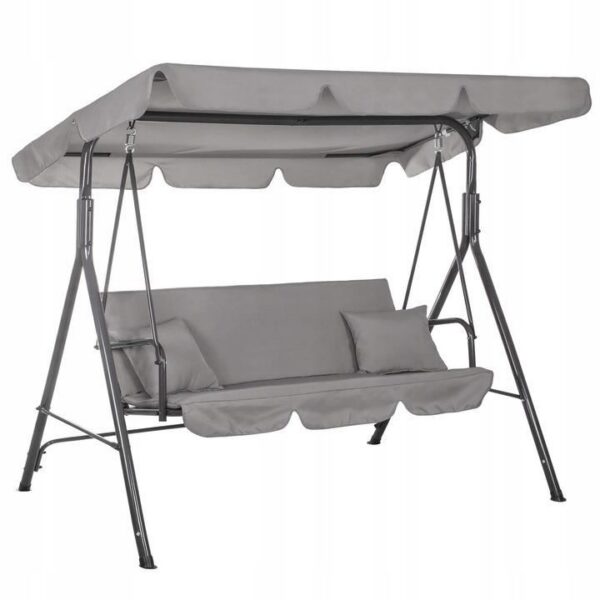 Balansoar gradina, 3 locuri, gri deschis, 170x110x150 cm, Luna - imagine 1