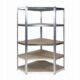 Raft depozitare, de colt, metalic, MDF, 5 polite, 175 kg, 90x30x180 cm