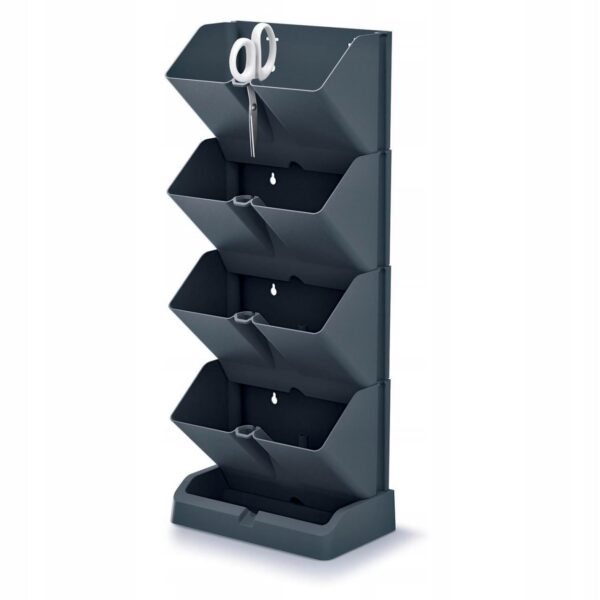 Ghivece decorative de flori, modular, antracit, 4x1 L, set 4 buc, 19.5x11.4x47.5 cm, Mini Cascade - imagine 1