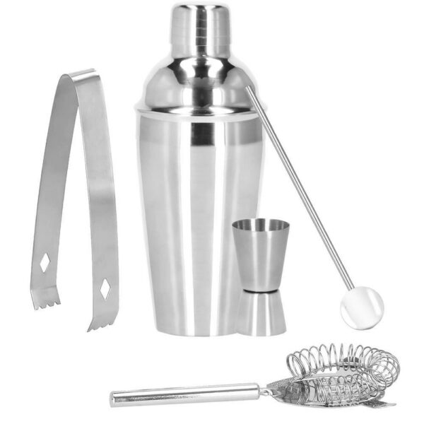 Kit pentru barmani, cocktail shaker, inox, set 5 piese, 550 ml, Springos - imagine 1