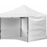 Pavilion pentru gradina/comercial, cadru metalic, 3 pereti, pliabil, alb, 3x3x3.16 m