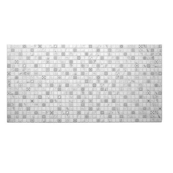 Panou decorativ, PVC, model mozaic, nuante gri si alb, 96x48.5cm - imagine 1