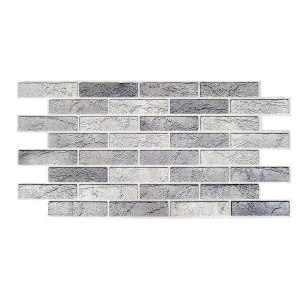 Panou decorativ, PVC, model caramida 3D, nuante gri deschis, 96x48.5cm - imagine 1