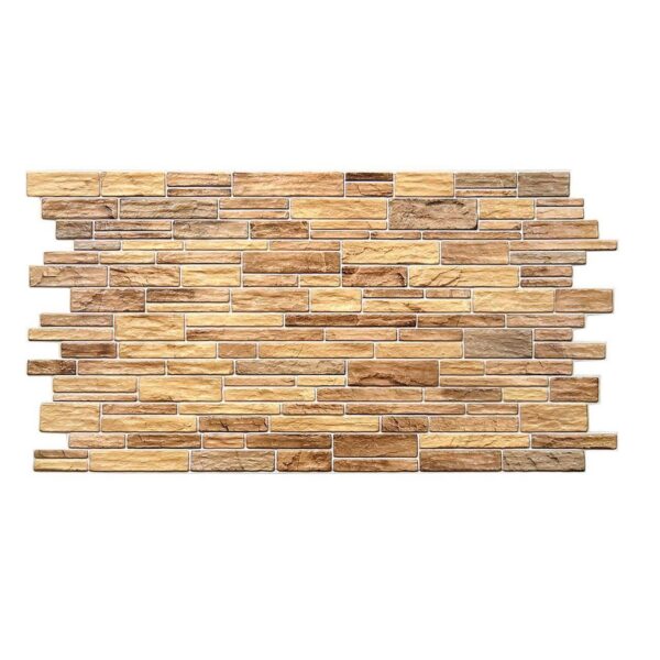 Panou decorativ, PVC, model piatra 3D, nuante bej-maro, 96x48.5cm - imagine 1