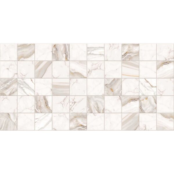 Panou decorativ, PVC, model marmura, gri si portocaliu, 96x48.5cm - imagine 1