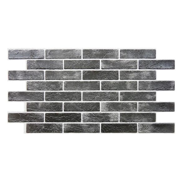 Panou decorativ, PVC, model caramida 3D, negru, 96x48.5cm - imagine 1