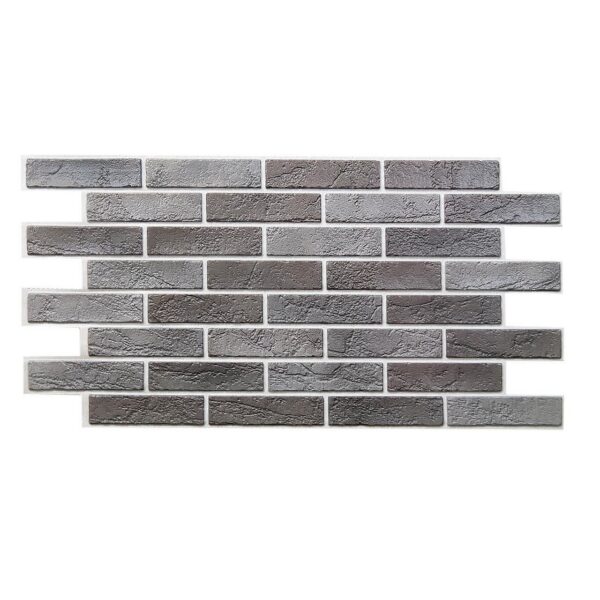 Panou decorativ, PVC, model caramida 3D, nuante cenusiu inchis, 96x48.5cm - imagine 1