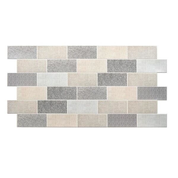 Panou decorativ, PVC, model textil 3D, nuante gri pastel, 96x48.5cm - imagine 1