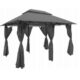 Pavilion pentru gradina/terasa, cadru metalic, cu perdele, gri, 3x4x2.65 m