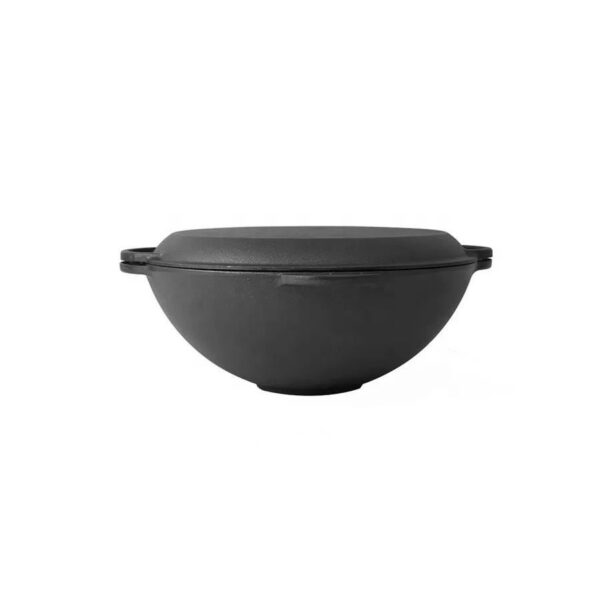 Oala de fonta tip wok, cu capac, 3 in 1, 32x14 cm, Perfect Home  - imagine 1