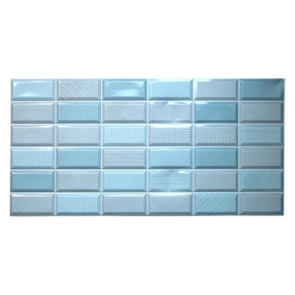 Panou decorativ, PVC, model caramida 3D, albastru, 96x48.5 cm - imagine 1