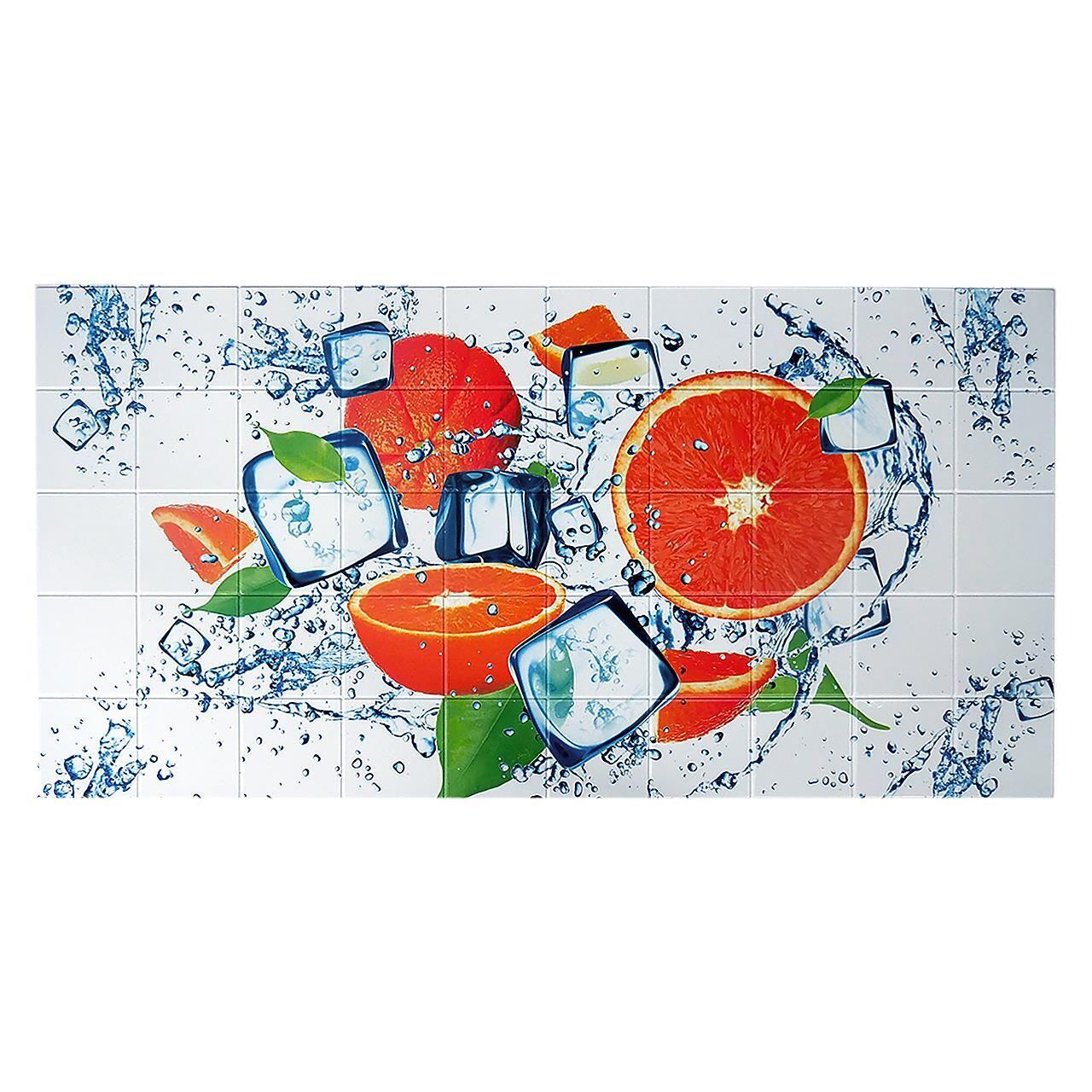 11869235_big.jpg Panou decorativ, PVC, model portocale, alb si portocaliu, 96x48.5 cm - imagine 1