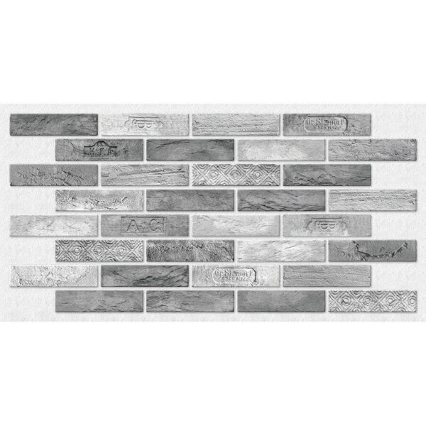 Panou decorativ, PVC, model caramida 3D, cu model, nuante gri, 96x48.5 cm - imagine 1