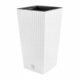 Ghiveci decorativ de flori, Prosperplast, Rato, imitatie ratan, patrat, alb, 22.5x22.5x42.1 cm