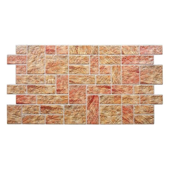 Panou decorativ, PVC, model piatra 3D, nuante maro rosiatic, 96x48.5 cm - imagine 1