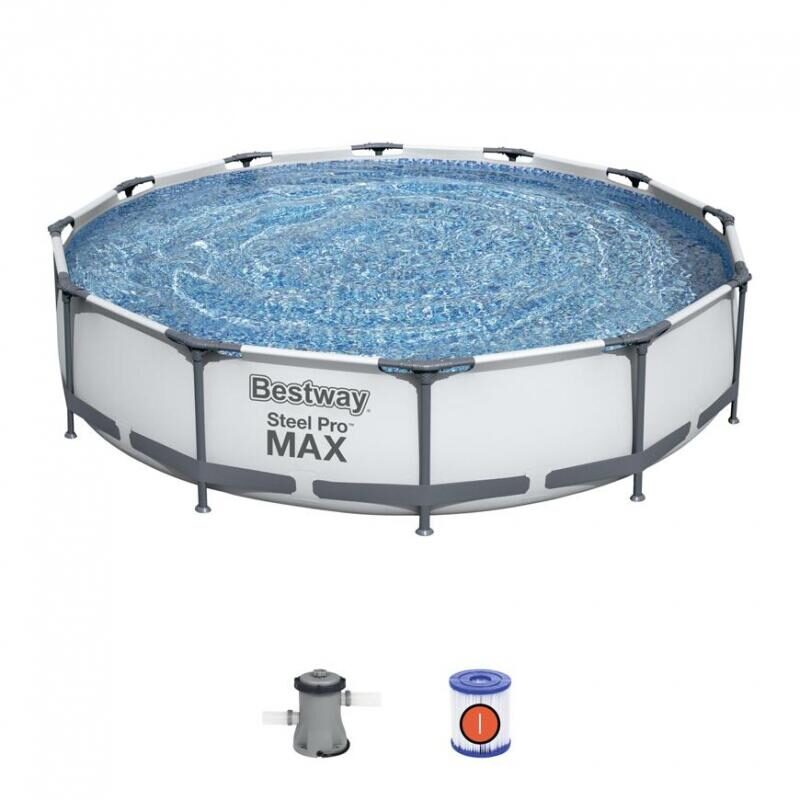 11869632_big.jpg Piscina structura metalica, rotunda, cu filtru, pompa, gri, 366x76 cm, Bestway Steel Pro - imagine 1