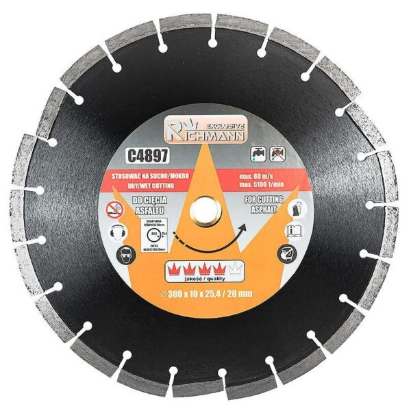 Disc diamantat, asfalt, taiere umeda si uscata, 300x 25.4/20 mm, Richmann Exclusive - imagine 1