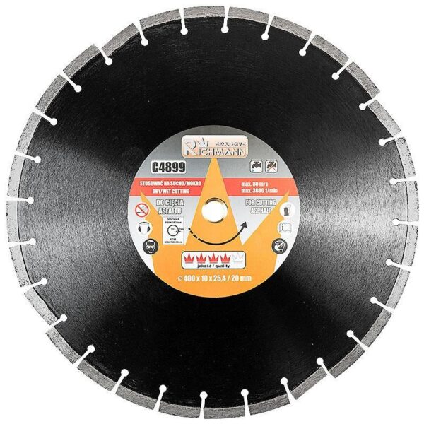 Disc diamantat, asfalt, taiere umeda si uscata, 400x 25.4/20 mm, Richmann Exclusive - imagine 1