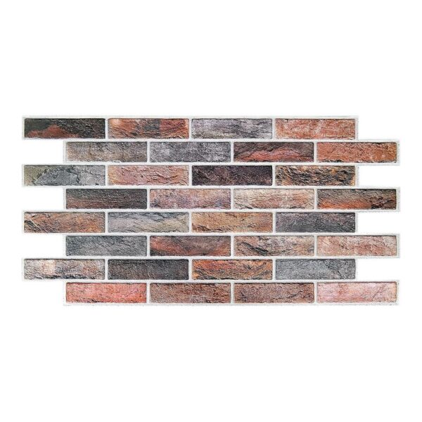 Panou decorativ, PVC, model caramida 3D, gri si portocaliu, 96x48.5 cm - imagine 1