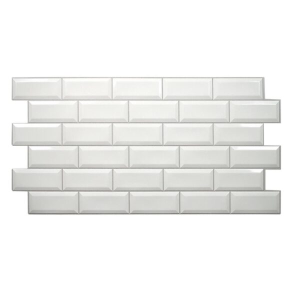 Panou decorativ, PVC, model caramida 3D, alb, 96x48.5 cm - imagine 1