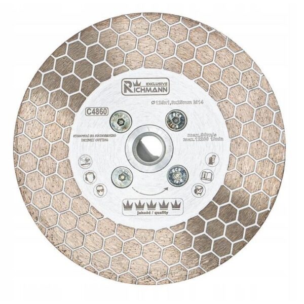 Disc diamantat 2 in 1, placi ceramice, taiere umeda si uscata, slefuire, M14, 125x25x1.6 mm, Richmann Exclusive - imagine 1