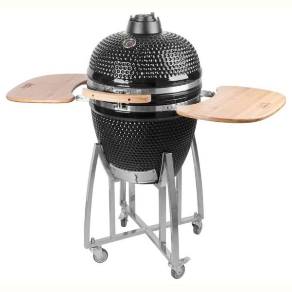 11875524_big.jpg Gratar gradina, grill rotund, ceramic, cu roti, capac, rafturi, 130x73x122 cm, Kamado Egg 21 - imagine 1