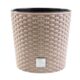 Ghiveci decorativ de flori, Prosperplast, Rato, imitatie ratan, rotund, cafeniu, 30x27 cm