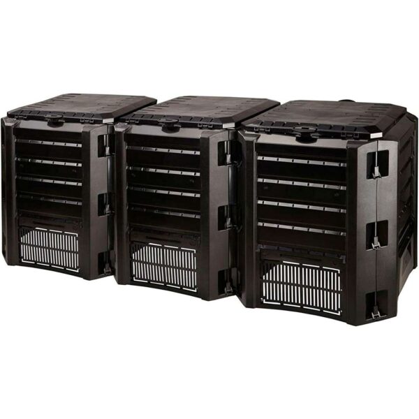 Compostor de gradina, 3 module, Module Compogreen, 1200 L,  negru, 198x71.9x82.6 cm, Prosperplast - imagine 1