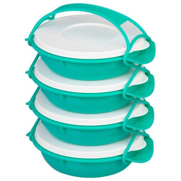Caserola alimente, plastic, etansa, verde, 4 compartimente, 4x1 L, 22.4x20.5x29.5 cm, MagicHome - imagine 1