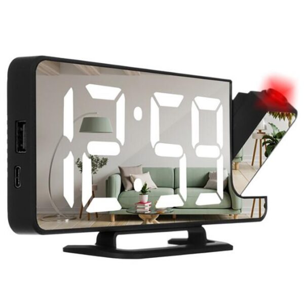 11899109_big.jpg Ceas desteptator, multifunctional, 4 in 1, cu LED, oglinda, negru, 18.5x4x7.5 cm, Izoxis - imagine 1