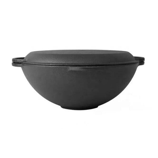 Oala de fonta tip wok, cu capac, 3 in 1, 37x18 cm, Perfect Home - imagine 1