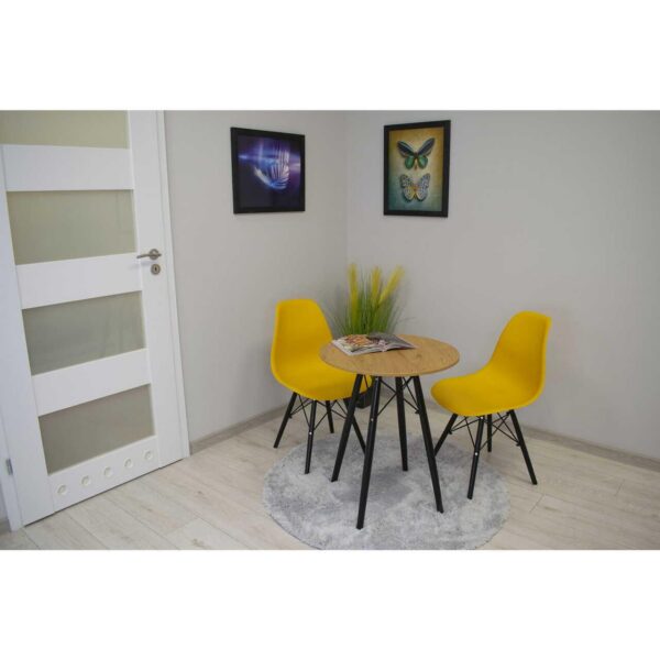 Masa stil scandinav, Artool, rotund, MDF si lemn, natur, 60x73 cm - imagine 2