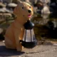 Decoratiune gradina, polirasina, lampa solara, catel cu felinar, 14x24x25 cm - imagine 9