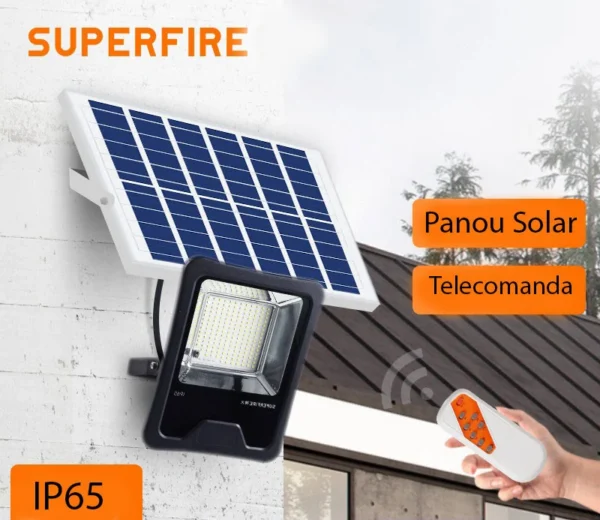 Proiector LED Superfire FF1-B, Panou solar, Senzor Lumina, 41W, 320lm, Telecomanda, Waterproof - imagine 8