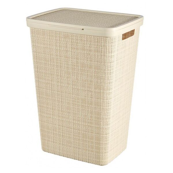 Cos rufe, Curver, 2 manere, capac, bej, 58 L, 43x34x60 cm - imagine 1
