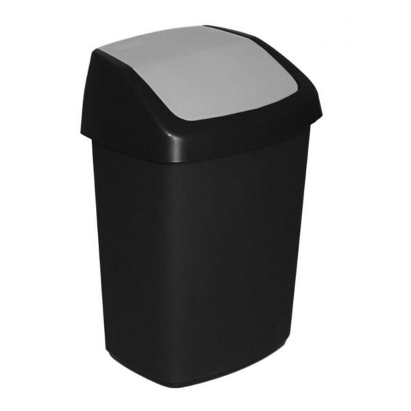 Cos de gunoi cu capac batant, Curver, plastic, negru, 25 L, 27.8x34.6x51.1 cm - imagine 1