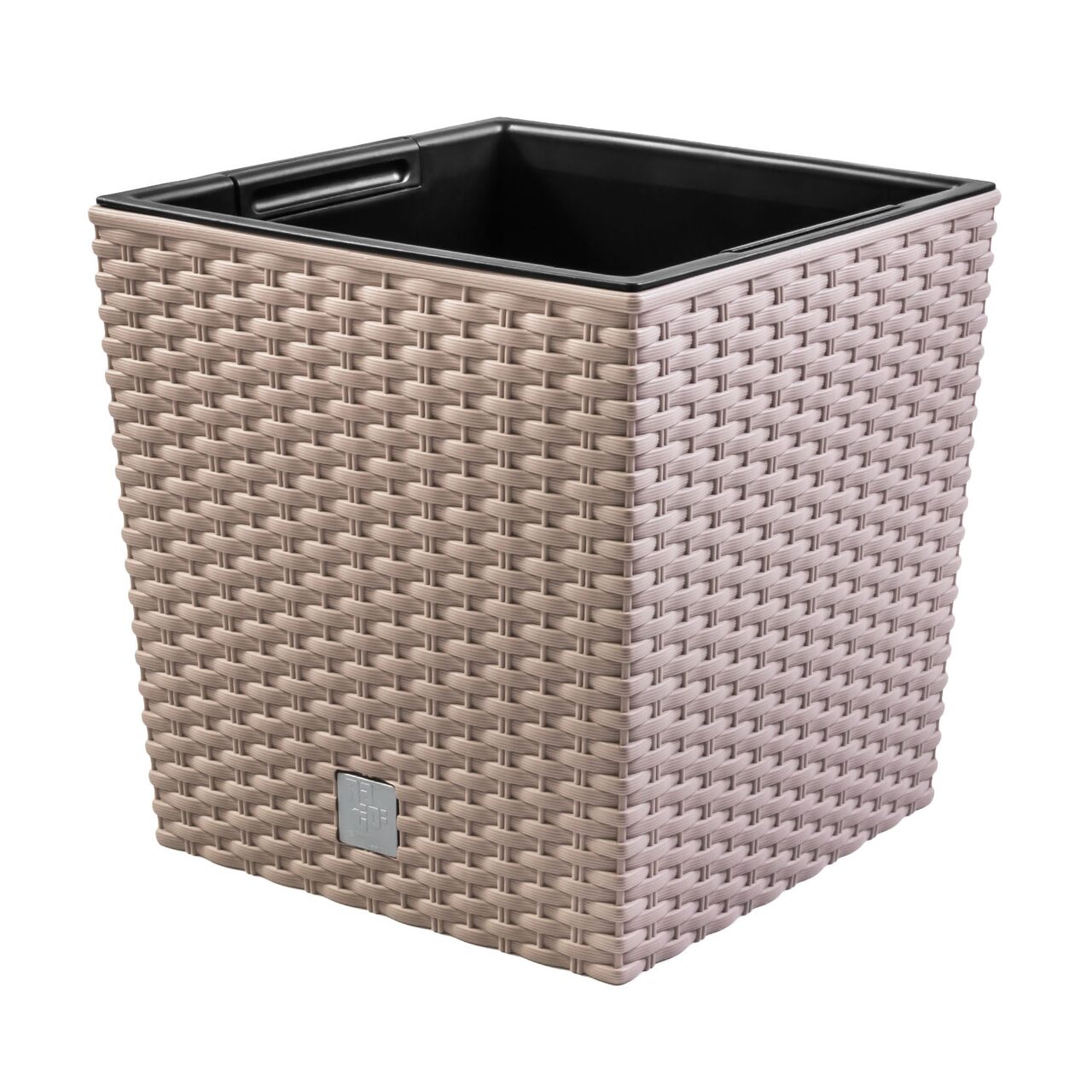 12022519_big.jpg Ghiveci de flori, Prosperplast, Rato Low, patrat, 32 L, imitatie ratan, cafeniu, 32x32x32.5 cm - imagine 1