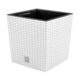 Ghiveci de flori, Prosperplast, Rato Low, patrat, imitatie ratan, alb, 22.3x22.3x22.8 cm
