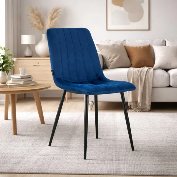 Scaun bucatarie/living, Artool, Lava, catifea, metal, bleumarin si negru, 43x51x90 cm - imagine 11