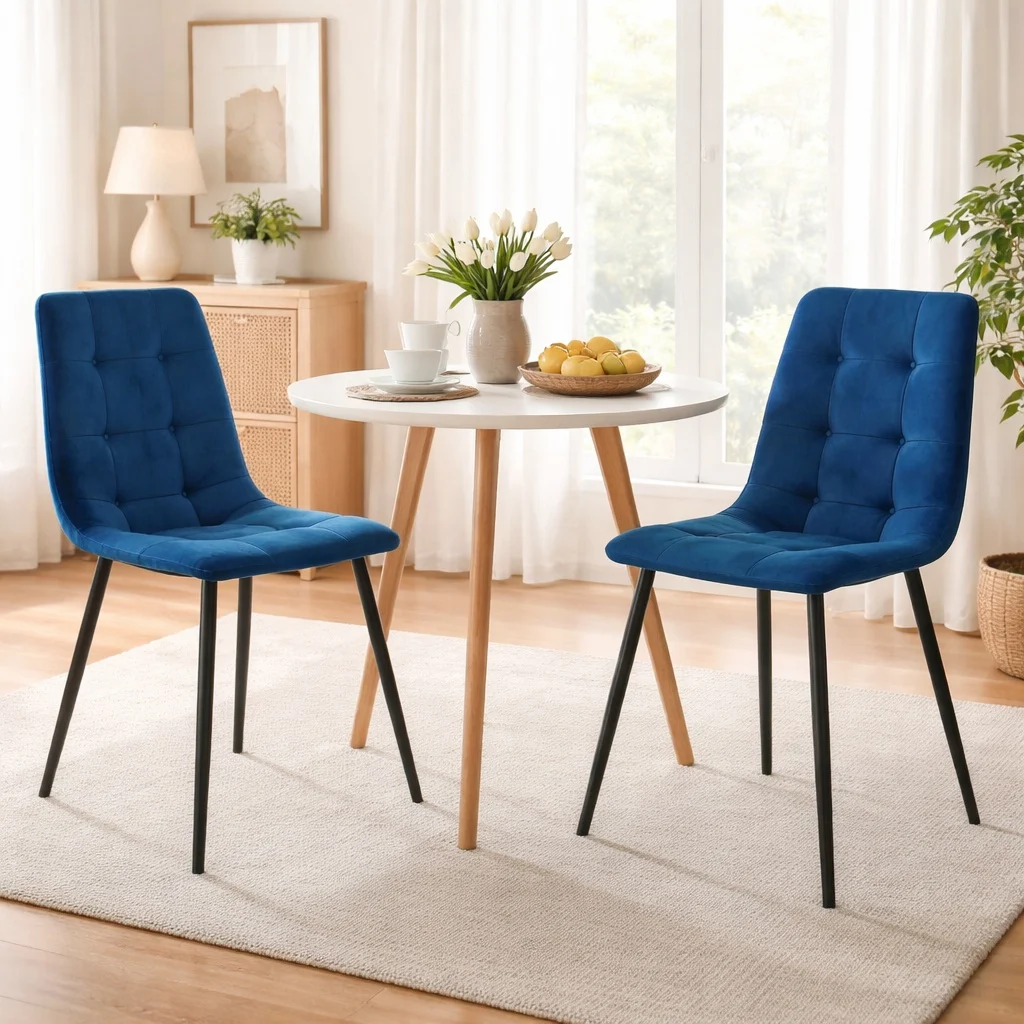 Scaun bucatarie/living, Artool, Kara, catifea, metal, bleumarin si negru, 44.5x50.5x87 cm 1 Scaun bucatarie/living, Artool, Kara, catifea, metal, bleumarin si negru, 44.5x50.5x87 cm