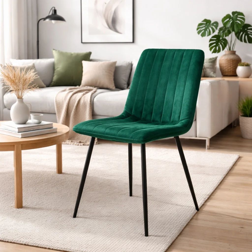Scaun bucatarie/living, Artool, Lava, catifea, metal, verde si negru, 43x51x90 cm 1 Scaun bucatarie/living, Artool, Lava, catifea, metal, verde si negru, 43x51x90 cm
