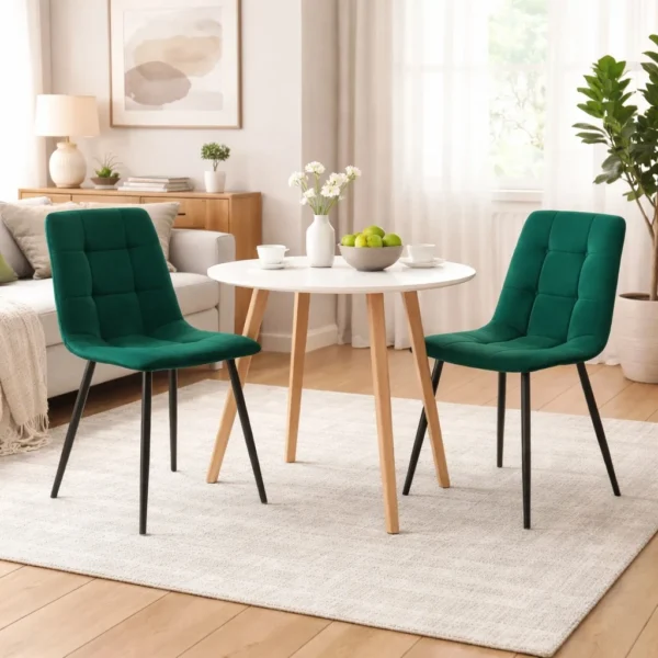 Scaun bucatarie/living, Artool, Kara, catifea, metal, verde si negru, 44.5x50.5x87 cm - imagine 13