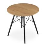 Masa stil scandinav, Artool, rotund, MDF si lemn, natur, 80x75 cm