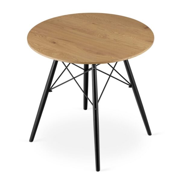 Masa stil scandinav, Artool, rotund, MDF si lemn, natur, 80x75 cm - imagine 1